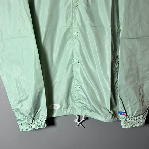 Russell Athletic M Coach Jacket Mint Green Windbreaker Snap Front Lightweight - Picture 14 of 16